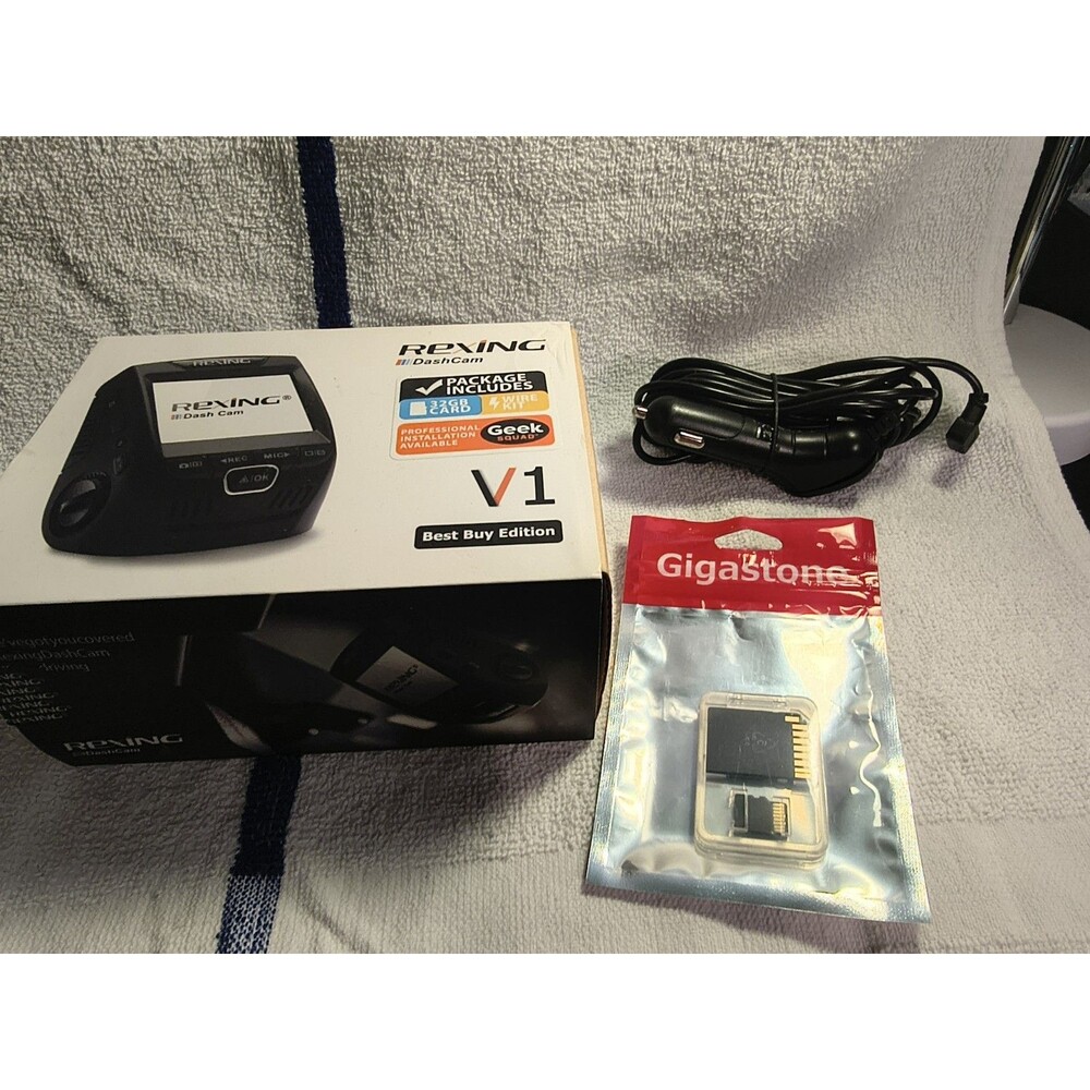 Rexing V1 Plus Dash Cam 1080P FHD Best Buy Edition 32GB Card Hardwire Kit Used